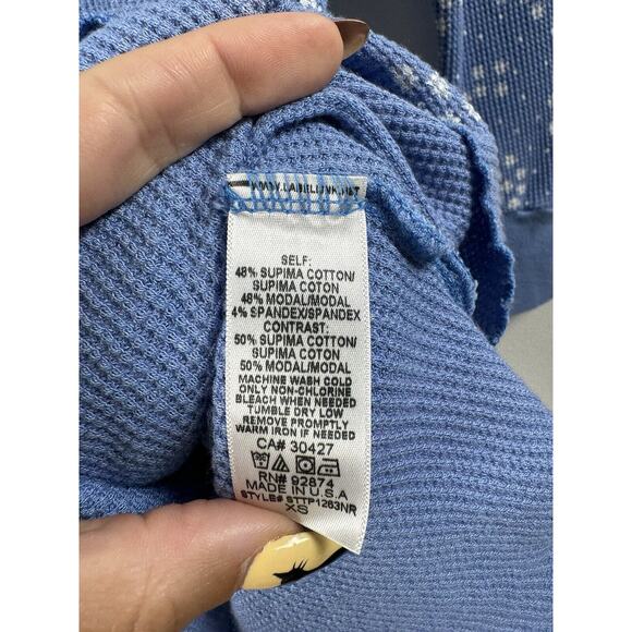 Splendid Preppy Snowflake Holiday Pima & Modal Cotton Henley Waffle Knit Thermal - Picture 5 of 7